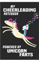 My Cheerleading Notebook Powered By Unicorn Farts: Blank Lined Notebook Journal Gift Idea