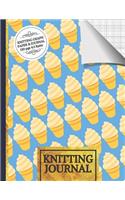 Knitting Journal: Ice Cream Knitting Journal to Write in, Half Lined Paper, Half Graph Paper (4:5 Ratio)