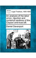 Analysis of the Labor Union, Injuction and Contempt Sections of the Clayton Anti-Trust Bill.