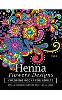 Henna Flowers Designs Coloring Books for Adults