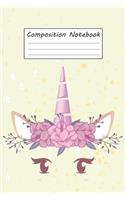 Composition Notebook: Cute Unicorn Wide Ruled Primary for Girls Kids Elementary Student Teacher School Supplies Journal (School Notebooks) (Volume 7)