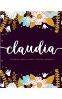 Claudia: Notebook - Libreta - Cahier - Taccuino - Notizbuch: 110 pages paginas seiten pagine: Modern Florals First Name Notebook in Light Pink, Baby Blue & M