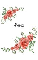Reva: Personalized Composition Notebook - Vintage Floral Pattern (Red Rose Blooms). College Ruled (Lined) Journal for School Notes, Diary, Journaling. Flo