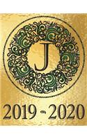 Weekly Planner Initial Monogram "J" September 2019 - December 2020: Personalized 16-Month Large Print Letter-Sized Schedule Organizer by Week for Teachers and Students Printed and Designed in USA