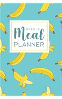 Weekly Meal Planner: 52 Week Food Planner Notebook, Diary, Log for Meal Planning with Grocery Shopping List - Teal Bananas Pattern
