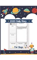 2020 Daily Diary for Boys: Daily Planner and Gratitude for Kids - 365 Happy Journal - One Day Per Page - Cute Daily Planner Notebook for mindfulness, Grateful, Positive, Sketc