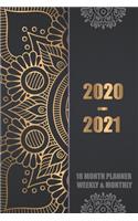2020-2021 Weekly and Monthly Planner: Daily appointment book - agenda and organizer -18 month- January 2020 - June 2021-Schedule and time management with holiday and golden mandala(9 18 Month Planner January 2020 - June 2021)