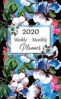 2020 Weekly Monthly Planner: White Cotton Blue & Pink Floral Cover: Daily Agenda: Weekly Organizer: Appointments, Reminders, Notes & Goals