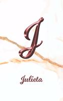 Julieta: Sketchbook - Blank Imaginative Sketch Book Paper - Letter J Rose Gold White Marble Pink Effect Cover - Teach & Practice Drawing for Experienced & As