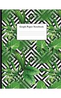 Graph Paper Notebook: Monochrome Tropical Pattern Quad Ruled 5 X 5 (.20