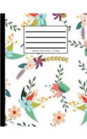 Retro Colourful Flowers Composition Book: College Ruled - 100 Pages / 200 Sheets - 7.44 X 9.69 Inches