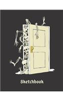 Basics Sketchbook - Skeletons in My Closet Notebook: Art Drawing Notebook with Framed White Pages