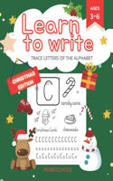 Learn to Write Trace Letters of The Alphabet and Words Christmas Edition
