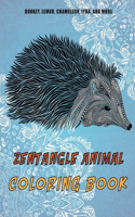 Zentangle Animal - Coloring Book - Donkey, Lemur, Chameleon, Lynx, and more