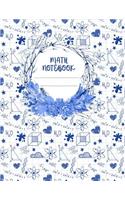 Math Notebook: A 8.5x11 Inch Matte Softcover Paperback Notebook Journal With 120 Blank Grid Quad Pages - Graph Paper (5x5) - Atoms Science Hearts