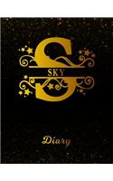 Sky Diary: Letter S Personalized First Name Personal Writing Journal Black Gold Glittery Space Effect Cover Daily Diaries for Journalists & Writers Note Taking