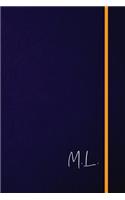 M.L.: Classic Monogram Lined Notebook Personalized With Two Initials - Matte Softcover Professional Style Paperback Journal Perfect Gift for Men and Women