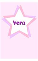 Vera: First Name Personalized Notebook. College Ruled Journal. Pastel Pink Writing Diary with Stars Pattern for Girls and Women