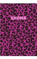 Shona: Personalized Pink Leopard Print Notebook (Animal Skin Pattern). College Ruled (Lined) Journal for Notes, Diary, Journaling. Wild Cat Theme Design wi