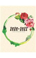 2020-2022 Three 3 Year Planner Watercolor Roses Green Leaves Monthly Calendar Gratitude Agenda Schedule Organizer