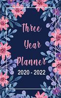 2020-2022 Three Year Planner: Red Floral, Monthly Schedule Organizer For Large 3 Year Agenda Planner With Inspirational Quotes And Holiday