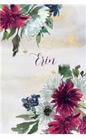 Erin: Personalized Journal Gift Idea for Women (Burgundy and White Mums)