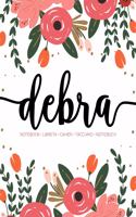 Debra: Notebook - Libreta - Cahier - Taccuino - Notizbuch: 110 pages paginas seiten pagine: Modern Florals First Name Notebook in Coral, Pink & Orange on W