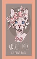 Adult Mix Coloring Book-50 Amazing Illustrations for Relaxation-Adult Coloring Book Fantasy-Adult Nature Coloring Book- Flower Adult Coloring