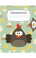 Chicken Composition Book: Chicks & Eggs Notebook Wide Ruled Writing Diary Practice Journal Organizer: Youth, Kids, Preschool, Kindergarten, Elementary School, Grade, 3,4,5, N