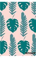 Notebook: 110 Dot Grid Pages (Pink Green Palm Leaves Summer Vibes)