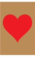 Blank Notebook - 100 Pages - Red Heart on Tan: Unlined / Unruled Cream Paper; Page Numbers; Blank Table of Contents; 6 X 9; 15.2 CM X 22.9 CM