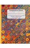 Abstract Square Swirl Pattern Design Wide Ruled Composition Notebook - 100 sheets/200 pages, 9.75 in. x 7.5 in.