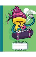 Composition Notebook: Blank Wide Ruled Skateboard, Large School /college notebook with emoji icon inside, 110 Pages, 8.5x11"