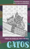 Libros de colorear para adultos - Flores para principiantes - Mandala de Animales - Gatos