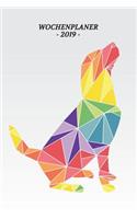 Wochenplaner: Geometrischer Hund, DIN A 5 Wochenplaner, eckiger Buchrücken, 150 Seiten mit Strukturierungshilfen, freien Flächen für deine Notizen, Skizzen, Aufga