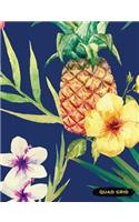 Quad Grid: Pineapple Composition Notebook Graph Ruled Paper, 4x4 Squared for Math & Science Graphing(3 Cool Pineapple Designs)