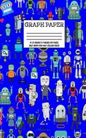 Graph Paper: Notebook Cute Robot Robotic Pattern Blue Cover Half College Ruled Half 5x5 Graphing Paper Composition Book Cute Pattern Cover Graphing Paper Composi