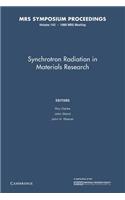 Synchrotron Radiation in Materials Research: Volume 143