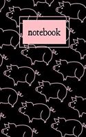 Black and pink pig print notebook