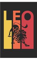 Retro Leo Notebook - Horoscope Journal - Zodiac Signs Diary - July August Birthday Leo Gift: Medium College-Ruled Journey Diary, 110 page, Lined, 6x9 (15.2 x 22.9 cm)