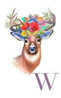 W: Staghead Deer Monogram Journal Personalized Notebook Letter W