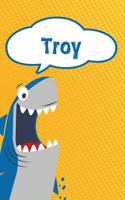Troy: Personalized Shark Isometric Dot Paper Notebook for Kids 120 Pages 6x9