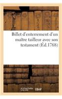 Billet d'Enterrement d'Un Maître Tailleur Avec Son Testament