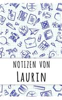 Notizen von Laurin: Kariertes Notizbuch mit 5x5 Karomuster für deinen personalisierten Vornamen