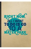 Right Now All I Want to Do Is Go to a Water Park: Lined Notebook For Water Park Visitor. Ruled Journal For Theme Park Traveller. Unique Student Teacher Blank Composition Great For School Writing