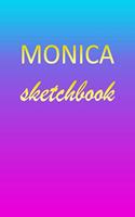 Monica: Sketchbook - Blank Imaginative Sketch Book Paper - Pink Blue Gold Custom Letter M Personalized Cover - Teach & Practice Drawing for Experienced & As