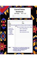 Cornell Notes Notebook: Note Taking System, For Students, Writers, Meetings, Lectures Large Size 8.5" x 11" (21.59 x 27.94 cm), Durable Matte Tribal Blanket Cover Design, 1