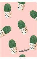 Note book: 120 pages Lined Book, Composition Book, White Paper, Cactus and Succulent on Pastel Pink Softcover for Students, Girls and Women