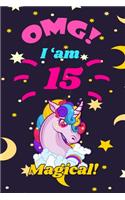 Unicorn Notebook I am 15 & Magical