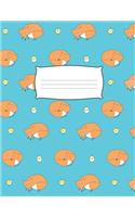 Primary Composition Book: Handwriting Notebook With Story Space - Cute Fox & Chicken Pattern